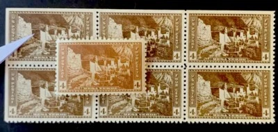 54399 US Stamp Sc#759 Extr Rare Dark Ink Error EFO MNHNGAI? Block 6 Descri* - Image 1 of 3