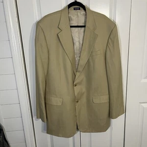 Meeting Street Tan Silk Wool Size 46L Blazer Tan Tweed Herringbone Made In India - Picture 1 of 12