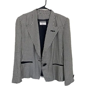 Vintage Kasper For A.S.L. Womens Houndstooth Blazer Size 16 Black & White - Picture 1 of 4