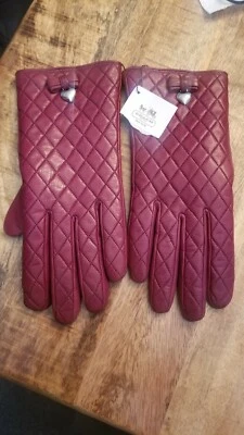 Guantes de cuero Coach Bow - ¡Nuevos con etiquetas! ¡Precioso color borgoña!  Foto 1 de 4