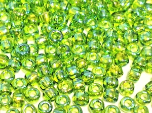 20gm Matsuno size 6/0 (3.6mm) Beads - Colour 550-AB - Stunning Peridot Rainbow - Picture 1 of 5