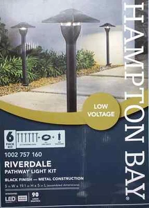 Hampton Bay Low Voltage LED Black Outdoor Landscape Path Light Kit 6-Pack - Picture 1 of 5
