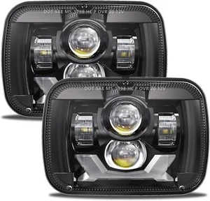 2x 5X7" 7x6Inch LED DRL Headlights Turn Signal for Dodge W100 W150 W250 W350 - Picture 1 of 13