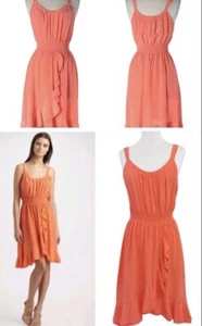 Rebecca Taylor Orange Sleeveless Silk Sleeveless Ruffle Summer Dress Size S EUC - Picture 1 of 5