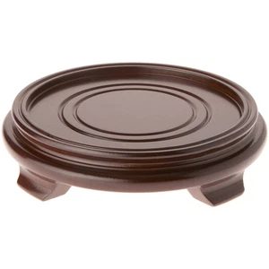 Plymor Walnut Round Wood Veneer Footed Display Base, 7.25" W x 7.25" D x 1.75" H - Picture 1 of 1