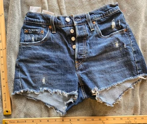 VTG - Levi - BIG E - 501 - Button Fly - Cut Offs - Stretch - Size 28W - Shorts - Picture 1 of 7