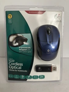 Logitech V220 Cordless Optical Mouse Notebook Series Dark Blue - New Sealed - Picture 1 of 4