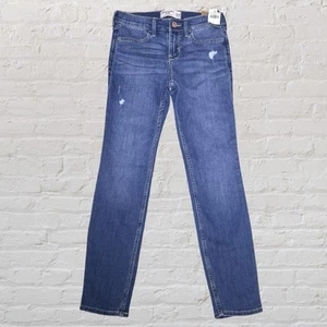 Abercrombie Kids Girls Super Skinny Jeans Size 11/12 Blue Stretch Distressed NWT - Picture 1 of 11