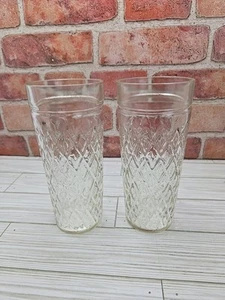 Paar Vintage Anchor Hocking gesteppte Diamond Point Becher Gläser 7,5" hoch - Bild 1 von 5