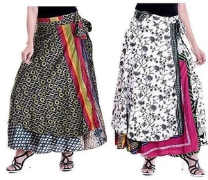 5 PC Lot Indian Vintage Silk Skirts Dress Bohemian Women Gypsy Hippie Boho Sari - Picture 1 of 5