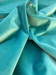 SALE New remnant 140x180cm Linwood turquoise blue FR velvet designer fabric - Picture 1 of 4