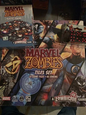 Marvel Zombies: набор плитки, пластиковые жетоны и черные кости - совершенно новый в усадке!! - Изображение 1 из 4
