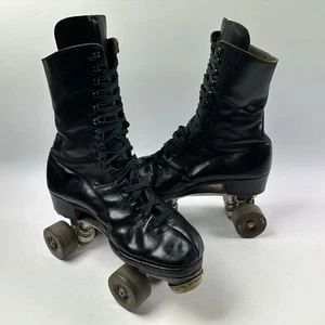 Vintage Betty Lytle Styled By Hyde Chicago Black Roller Skates Lace Leather Mens - Picture 1 of 24