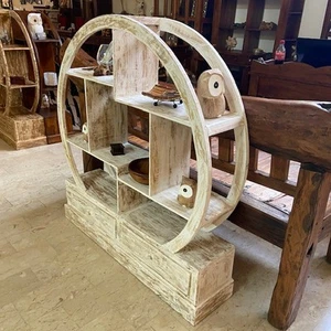 Libreria rotonda mobile etnico da ingresso o studio - Foto 1 di 1