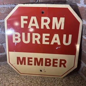 Vintage Farm Bureau & Stop Sign 15" X 15" Metal Sign Dekalb County Illinois - Picture 1 of 10