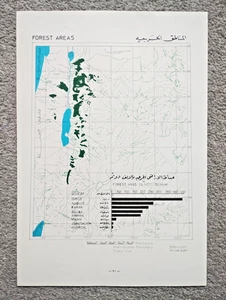 1973 Vintage Government Map of Jordan : Forest Areas - Picture 1 of 1