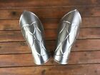 Medieval 18 GA Steel Pair Of Bracers Silver Larp Hand Protection Arm Guard