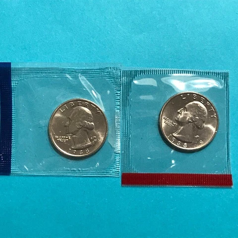 1988 P&D Washington Quarters  Unc   FREE SHIP Cover