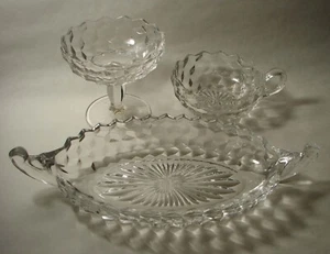 Fostoria Glass American Lot - Large Boat Serving Dish Footed Jelly Handled Nappy - Picture 1 of 10