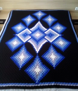 Hand-crochet wool blanket Hand-knitted wool throw Mandala blanket Boho throw - Bild 1 von 13