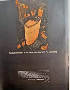 1965 Westinghouse Aufzüge Druckanzeige 13"x10" Pan Am Gebäude Luftaufnahme Nachtansicht - Bild 1 von 1