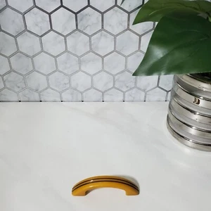 Art Deco Bakelite Catalin Butterscotch and Black Drawer Cabinet Handle Pull - Picture 1 of 19
