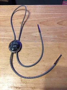 Vintage Oval Cabochon Merlinite  Western Southwest Style Bolo Neck Tie - Picture 1 of 17