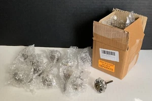 11 Clear Glass Melon Faceted Bronze Tone Drawer Cabinet Door Knob Pulls Hardware - Picture 1 of 8