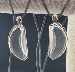 Juego de Collares de Cuarzo Luna de Sangre, Cable de 26", Colgante de Plata Esterlina .925 con Granate - Imagen 1 de 9