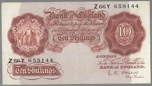 BANK OF ENGLAND BANKNOTE 10/- O'BRIEN B271 Z66Y 659144 AU - Bild 1 von 2