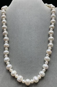 Collana di perle IPS argento sterling 925 FIRMATO sindacato di perle imperiali 18,5x8mm - Foto 1 di 6