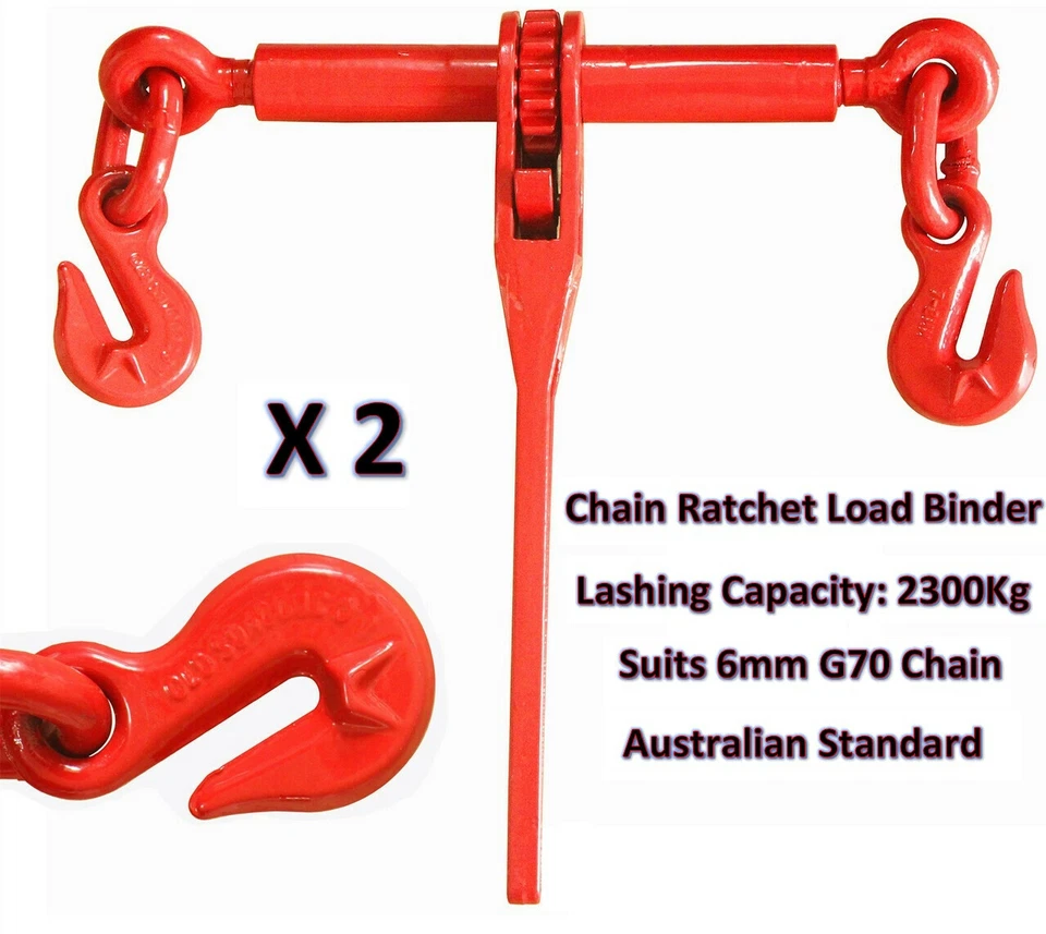 2 x Ratchet Load Binder 6mm Diameter Chain Dog 2300Kg Truck  Loadbinder Tie Down - image 1 of 1
