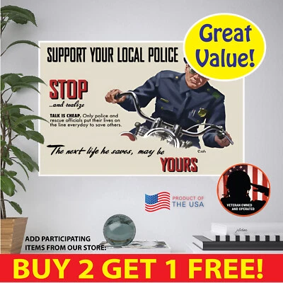BENBEN HOME & LIFESTYLE Support Local Police POSTER MULTI.FORMATS PAPER CANVAS VINYL POSTCARD STICKER
