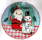 Anthropologie Nathalie Lete Joyeux Noel Christmas Plate Santa Snowman 8.3" NEW