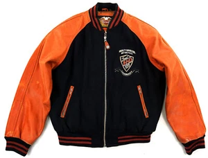 Chaqueta de cuero de motociclista Harley Davidson College Vintage Baseball Lettermann 50 M-L - Imagen 1 de 4