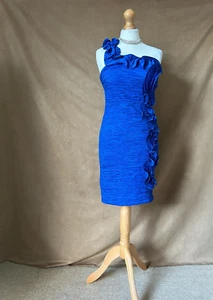 New. Women's / Ladies Stylish Lined Royal Blue Party or Occasion Dress Size M. - Picture 1 of 11