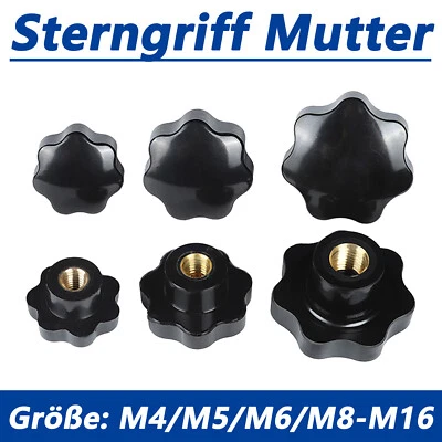 M4/M5/M6/M8/M10/M12/M16 Sterngriff Mutter Rändelmutter Sternmutter Klemmmutter - Bild 1 von 4
