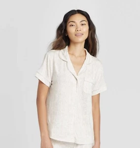 Stars Above, Soft Cream Snakeskin, PJ Button Down Shirt (Small) C - Picture 1 of 6