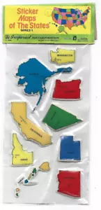 Giocattolo Imperiale Stati Uniti Puffy Adesivo Mappe RARO 1980 Alaska California Hawaii - Foto 1 di 2