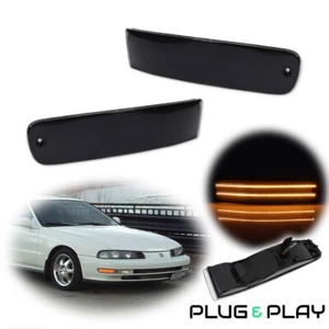 2× Smoke Full Amber LED Outer Signal Lights For 92-96 Honda Prelude Front Bumper - Bild 1 von 11