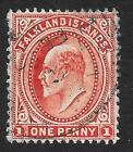 Falkland Islands 1908 1D. Dull Coppery Red Sg 44D (Fine Used)