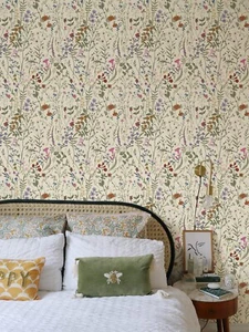 Yellow Wallpaper Floral Furniture Cabinet Sticker 17.3"X118" Kitchen PVC Decor - Picture 1 of 9