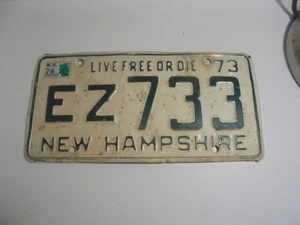 Vintage NH New Hampshire Plate Barn find 1973 73 EZ 733 - Picture 1 of 2