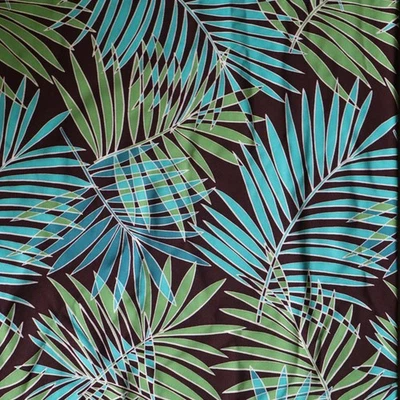 Vtg Marimar Textiles Rayon Fabric Tropical Blue, Green Palms Botanical 3 yds - Image 1 of 4