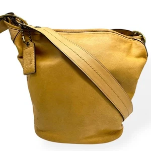Good Condition COACH Bucket Leather Shoulder Bag Yellow 11422 - Picture 1 of 9