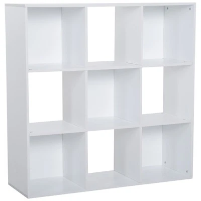 HOMCOM 9 Cube Storage Cupboard Bookcase Bookshelf Home Office, White - Image 1 of 4