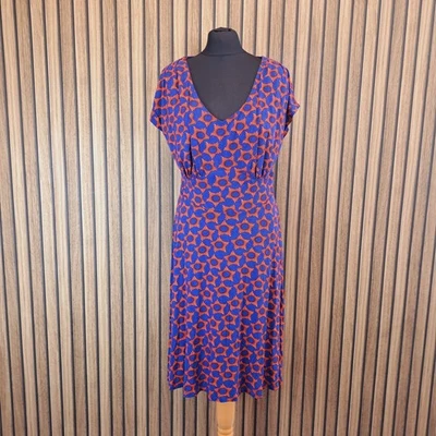 Pepperberry Dress Blue Orange UK 16 RSC Knee Length Jersey - Image 1 of 4