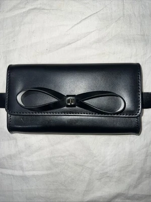 Kate Spade 黑色皮革腰带包 Fanny Pack Xl/2xl 金色五金磁铁闭合 — 第 1/4 张图片