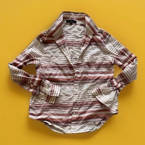 Camisa Top Ropa Santuario Mangas Largas Bolsillo a Rayas 100% Algodón Talla Pequeña - Imagen 1 de 11