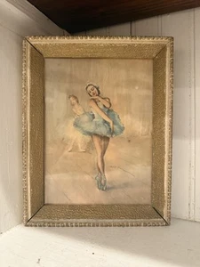 PAL FRIED BALLERINA Art in Vintage Gilt Picture Frame Original Glass - Picture 1 of 9
